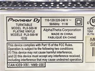 Pioneer DJ PLX-500 White Direct-Drive Vinyl Turntable